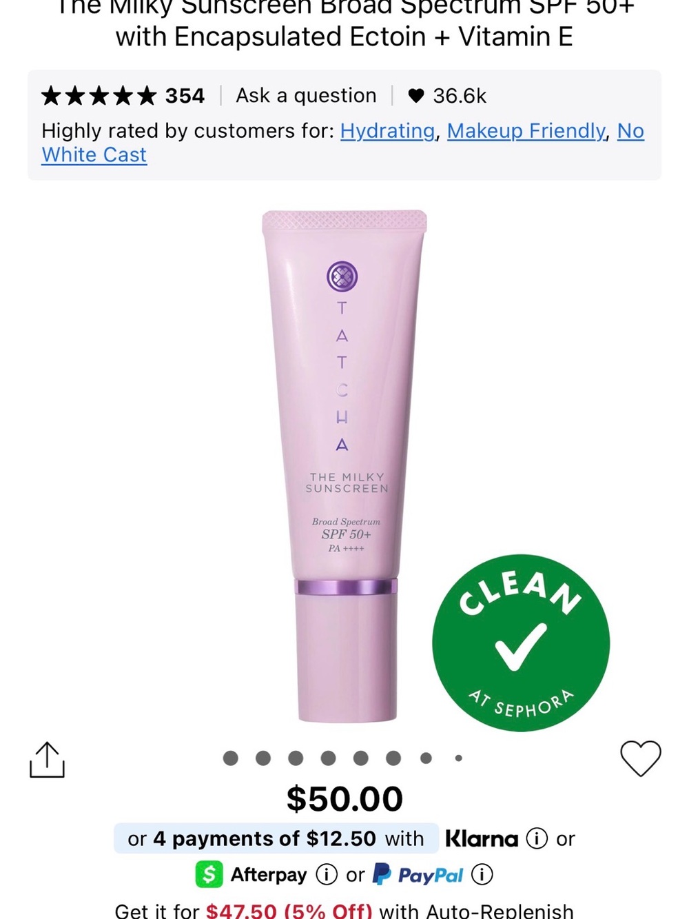 Tatcha “The Milky” Sunscreen